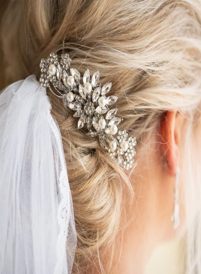 Hapibuy Crystal Wedding Hair Comb Bridal Hair Comb Pearl Wedding Headpiece Silver Hair Accessories - Image 5